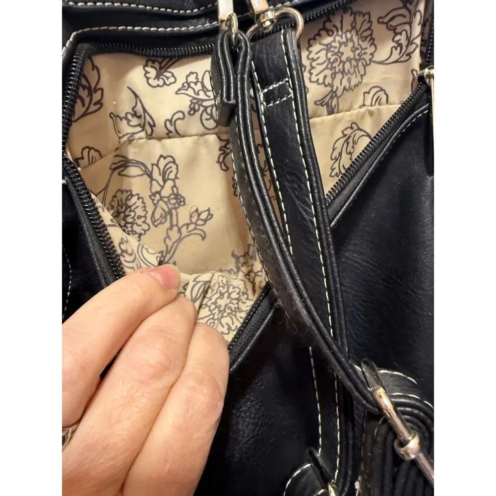 Cowgirl Trendy Moto Jacket Faux Leather Backpack w/Fringe & Silver-tone Studs